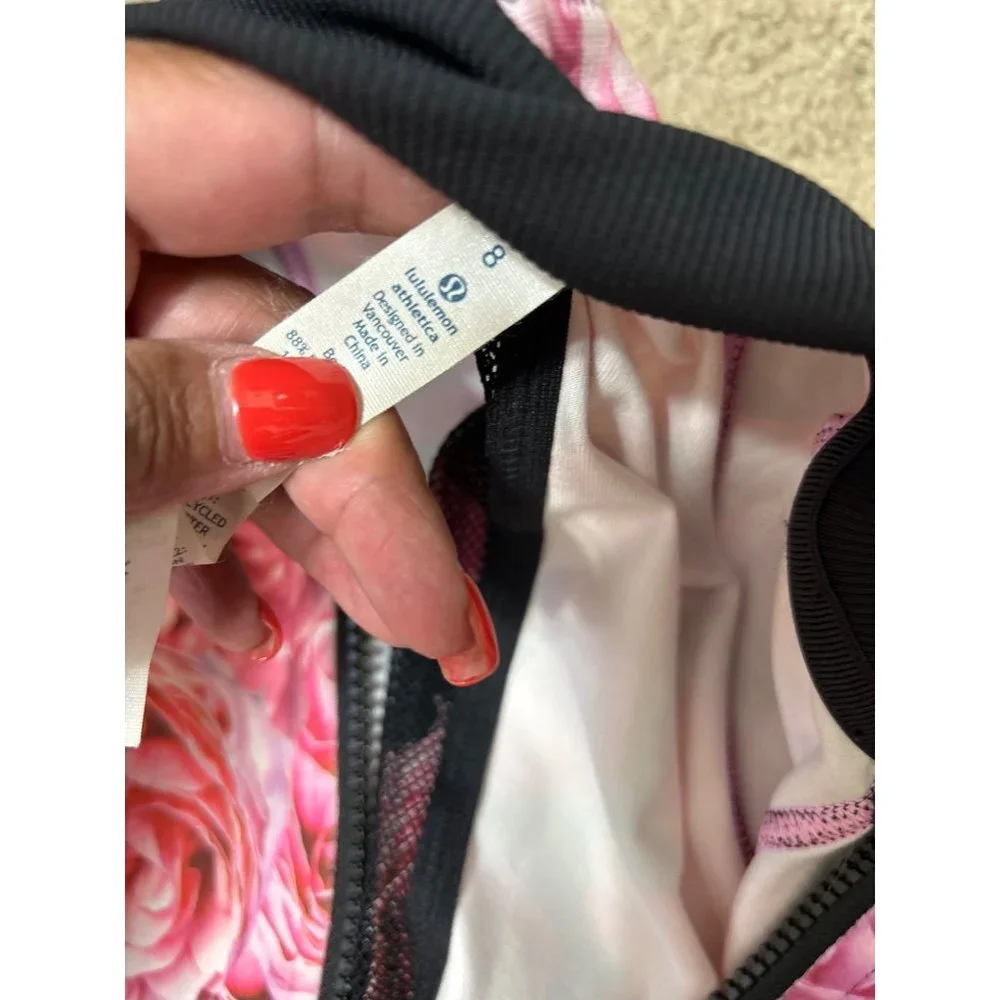 Lululemon Hold Your Om Hoodie Jacket Secret Garden Black Floral Zip Size 8 - Picture 8 of 10